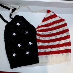 American Eagle July 4th USA flag knitted crop top